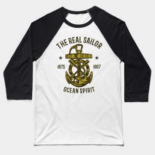 The Real Sailor: Vintage Nautical Anchor Design Baseball T-Shirt